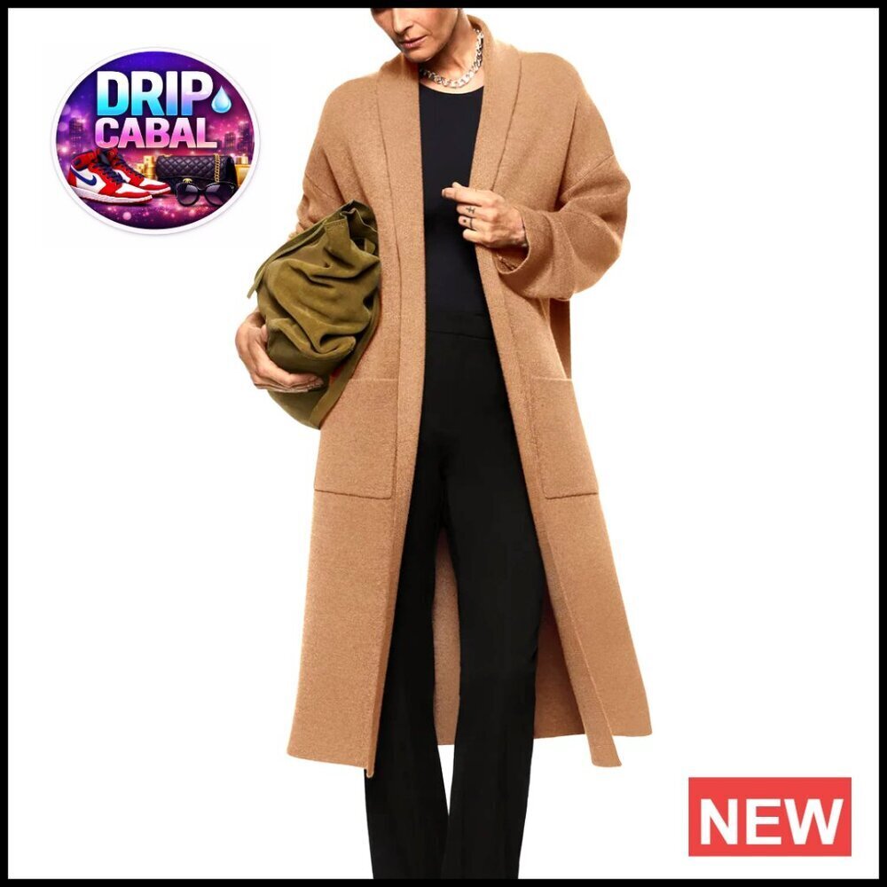 Oversized Maxi Cardigan Open Front Knit Sweater Coat Chic Minimal Warm